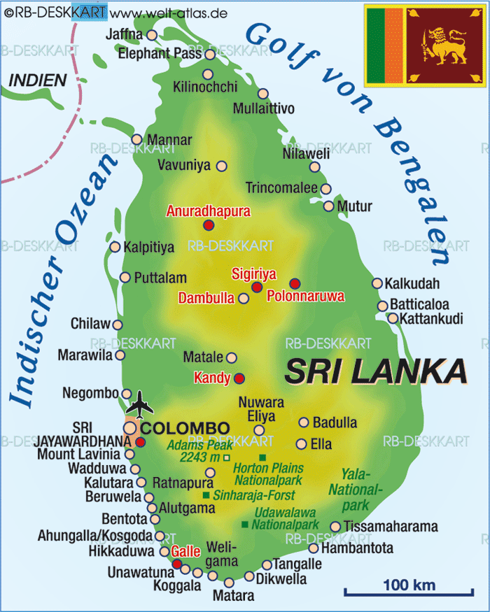 Karte von Sri Lanka (Land / Staat)