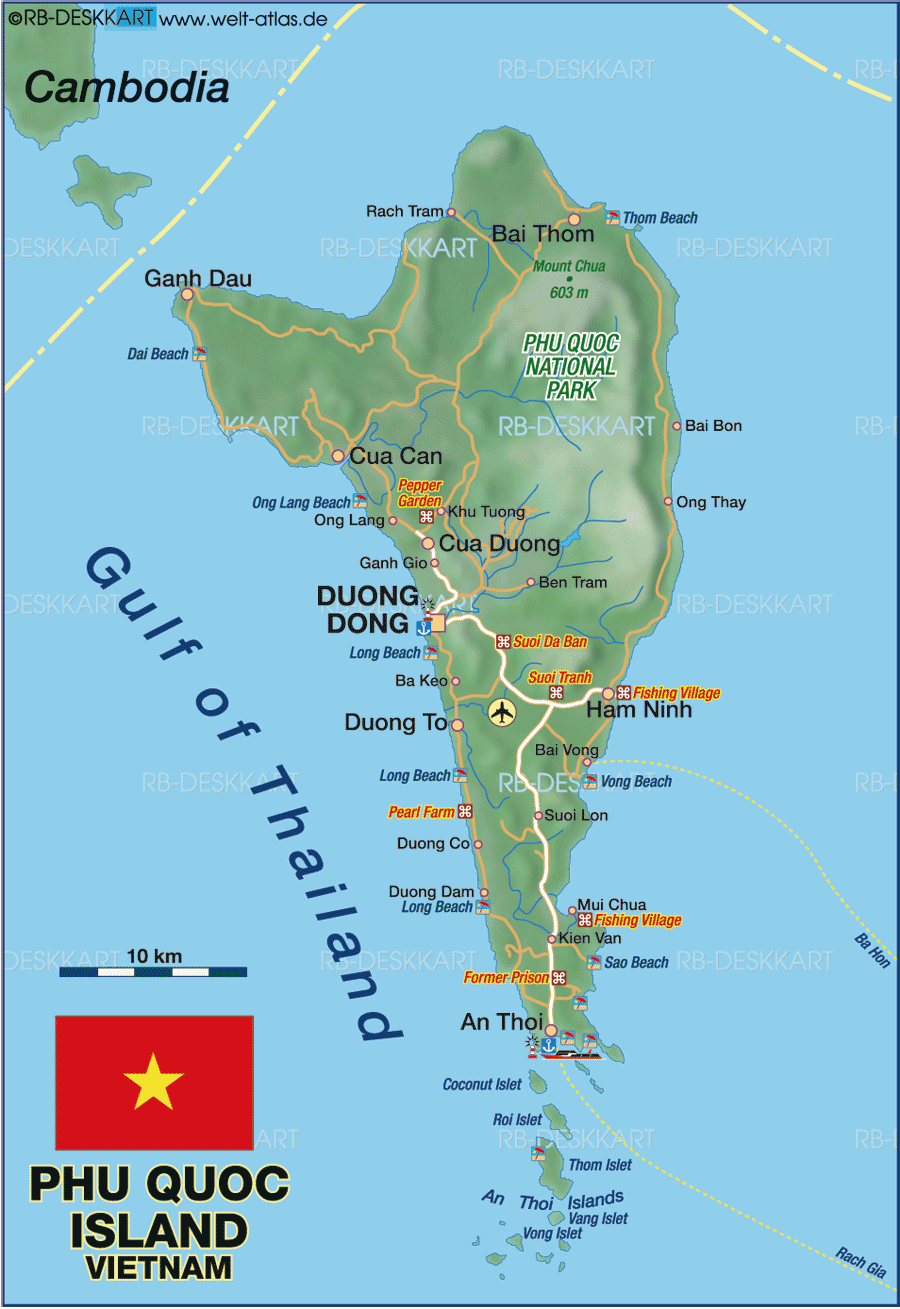 Map Of Phu Quoc Island In Vietnam Welt Atlas De