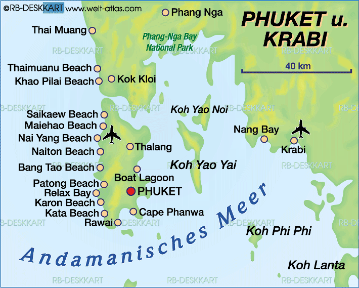 Map of Phuket (Island in Thailand) | Welt-Atlas.de