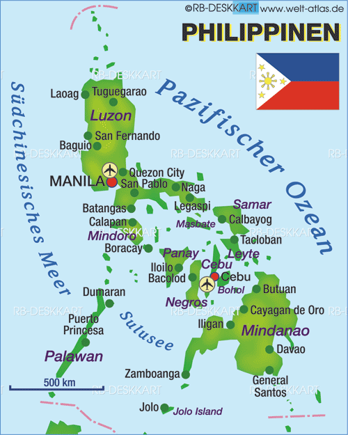 Karte Von Philippinen Land Staat Welt Atlas De