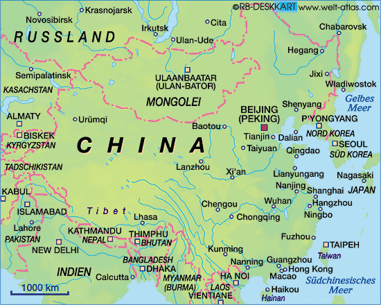 Karte von China (China) - Karte auf Welt-Atlas.de - Atlas der Welt