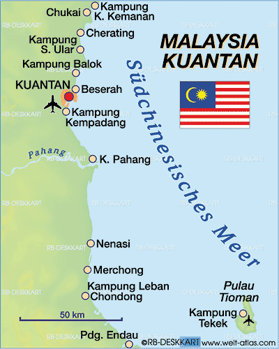 Map of Kuantan (Region in Malaysia)
