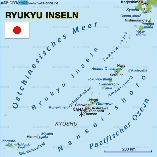 Map of Ryukyo Islands (Region in Japan)