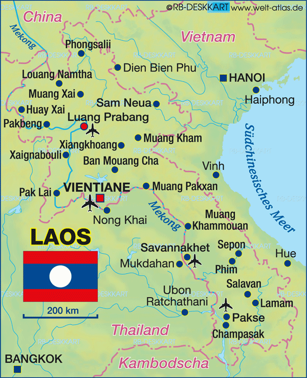Karte von Laos (Land / Staat)
