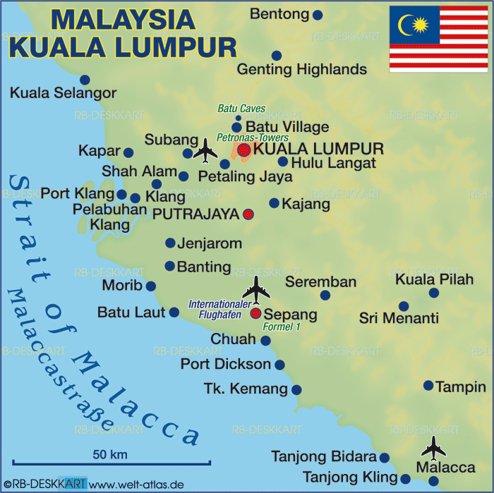 Map of Kuala Lumpur (Region in Malaysia)