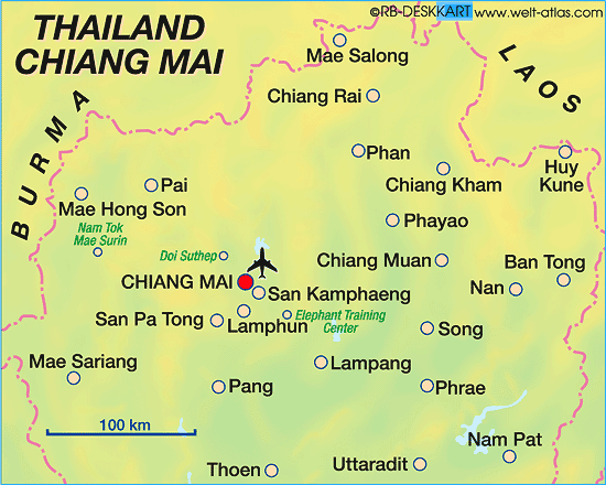 Map of Chaing Mai (Region in Thailand)