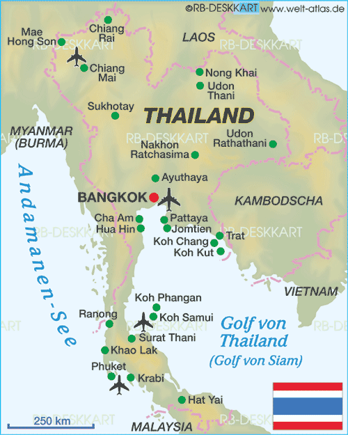 Map of Thailand (Country in Thailand) | Welt-Atlas.de