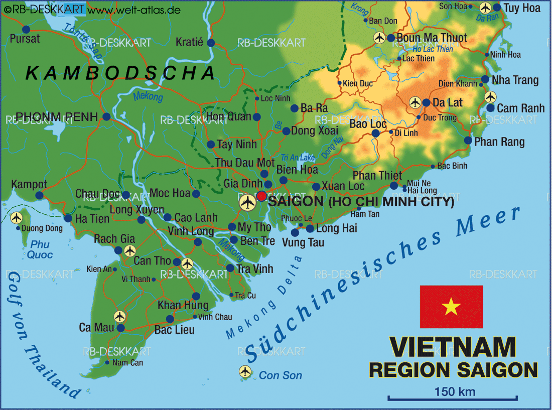 Karte von Vietnam Süd, Region Saigon (Ho Chi Minh Stadt) (Region in Vietnam)