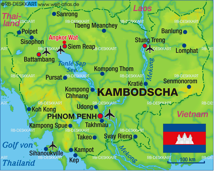 Karte von Kambodscha (Land / Staat)