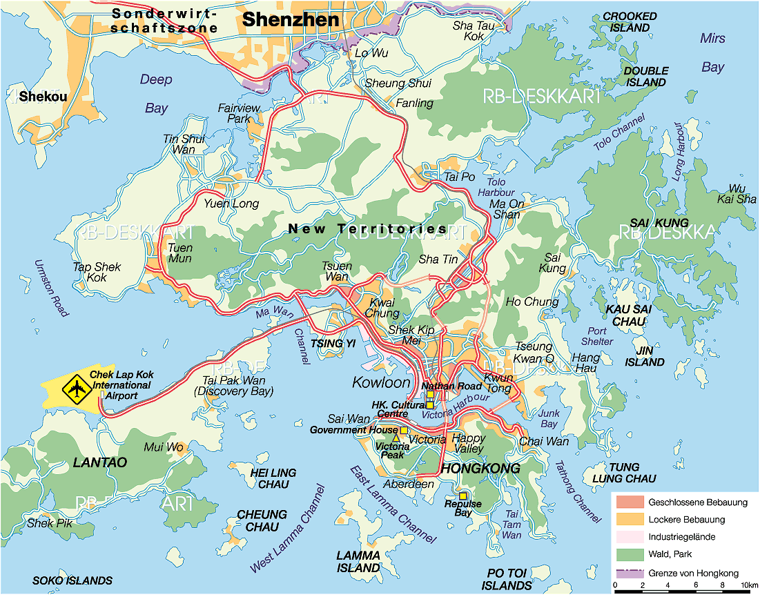 Map of Hong Kong (City in China)