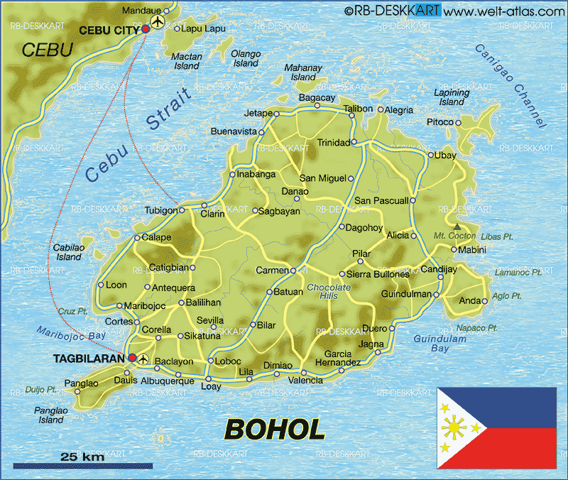 Map of Bohol (Island in Philippines)