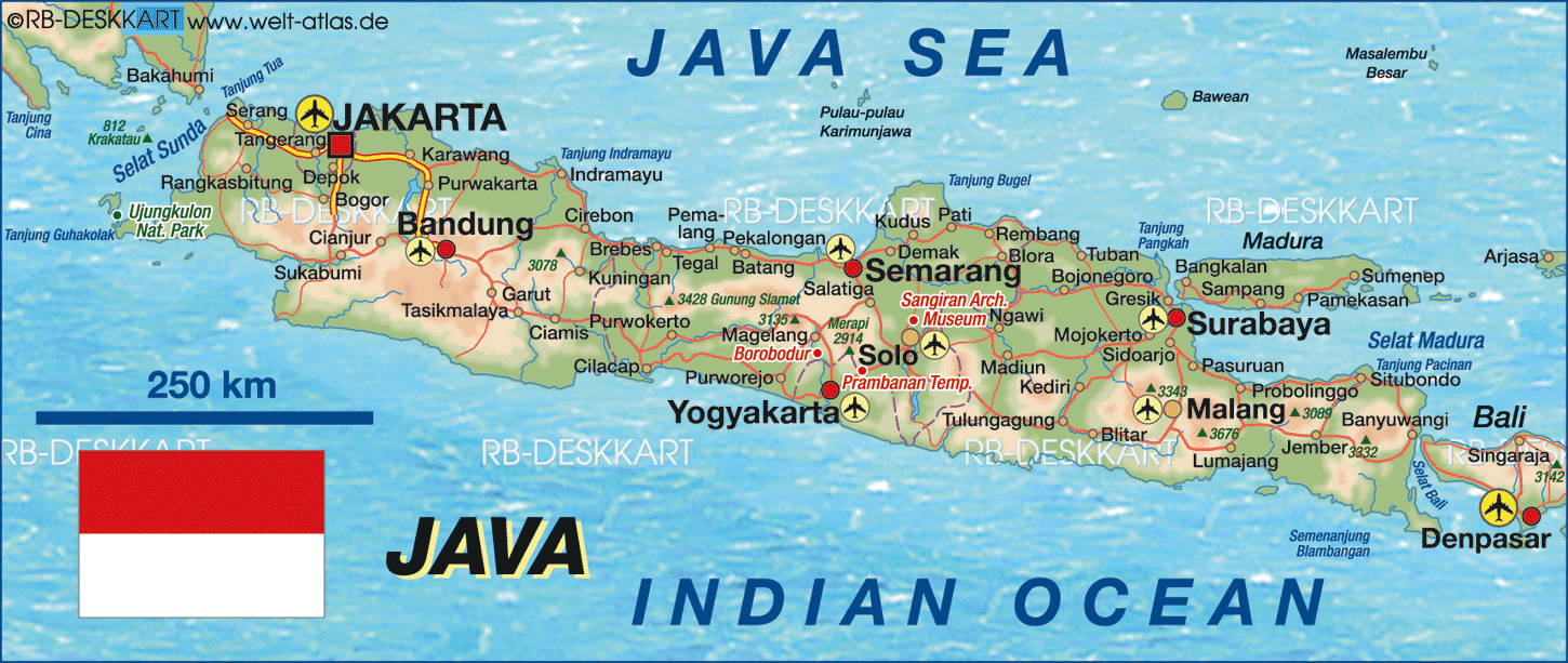 Karte von Java (Insel in Indonesien)