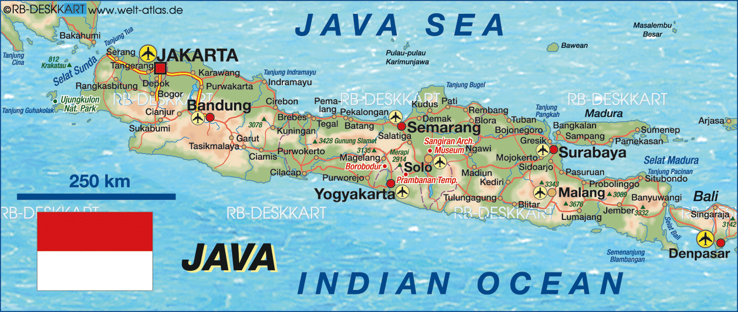 Karte von Java  Insel  in Indonesien Welt Atlas de