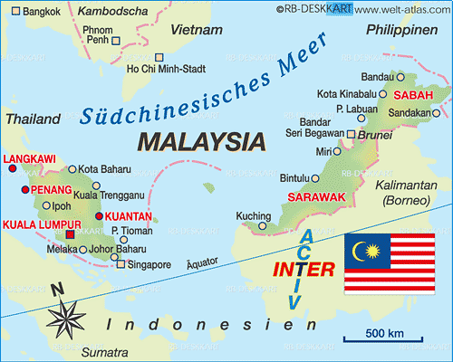 Karte von Malaysia (Land / Staat) | Welt-Atlas.de