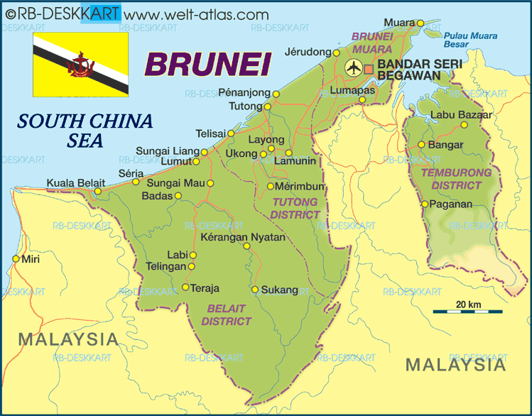 Karte von Brunei (Land / Staat)