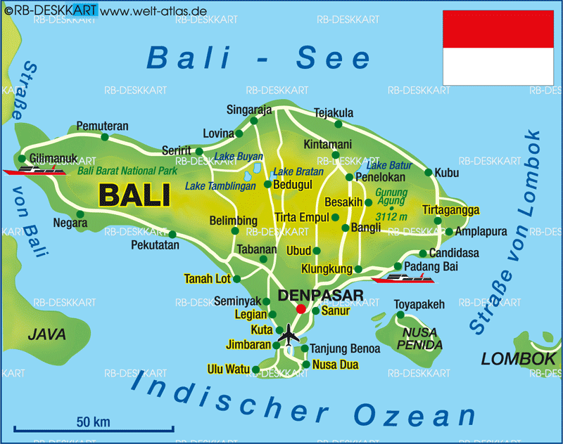 Karte von Bali (Insel in Indonesien)