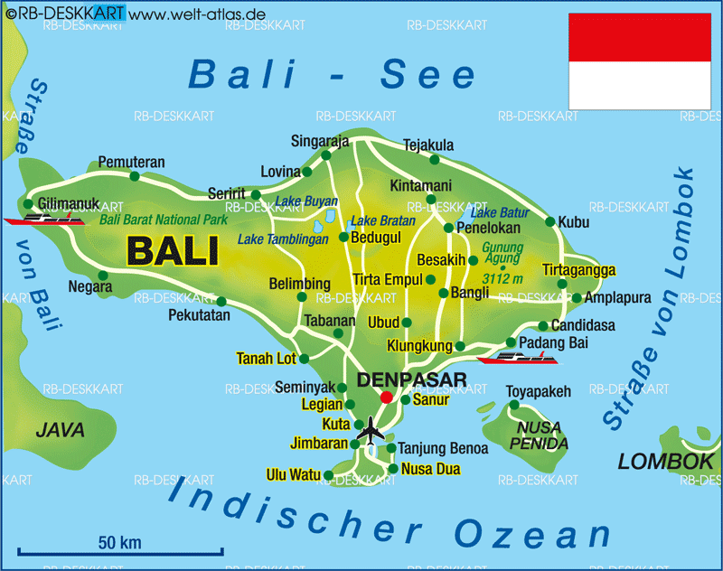 Karte von Bali (Insel in Indonesien) | Welt-Atlas.de