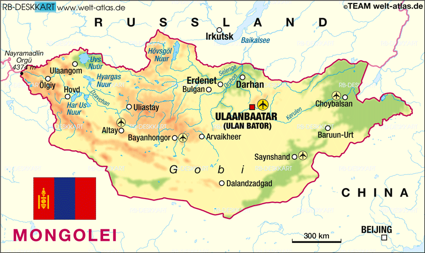 Karte von Mongolei (Land / Staat) WeltAtlas.de