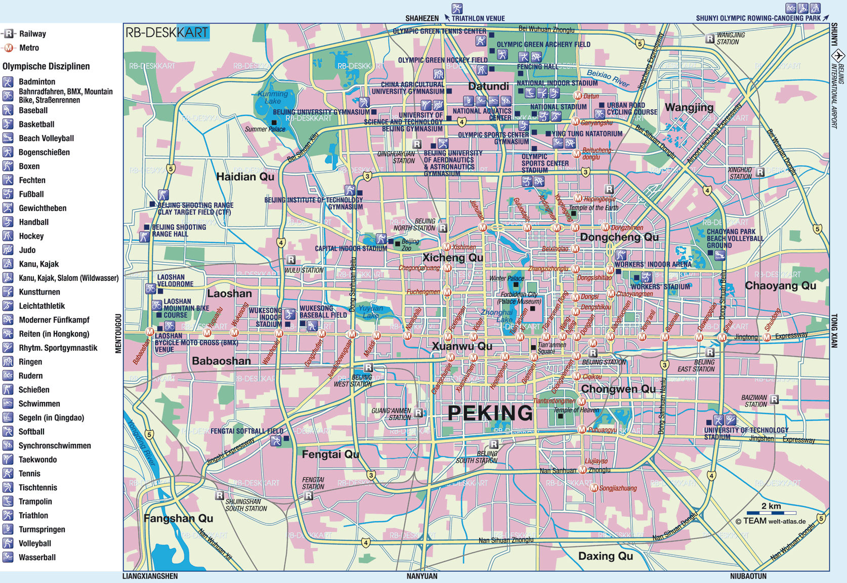 Karte von Peking, Olympische Spiele (Stadt in China)