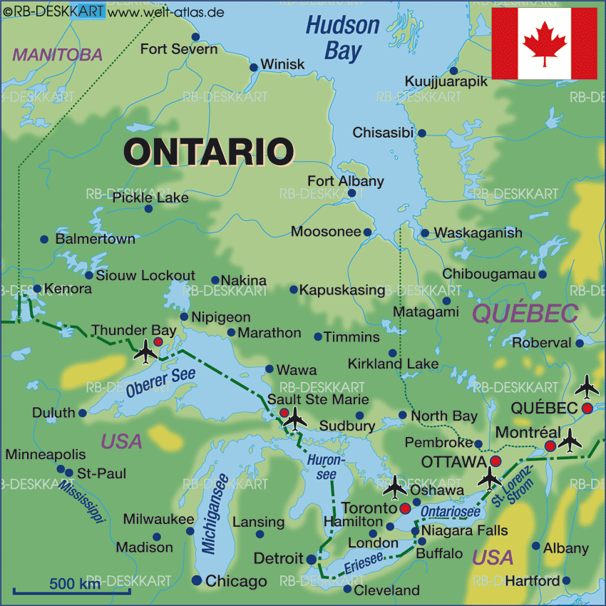 Karte von Ontario (Bundesland / Provinz in Kanada)