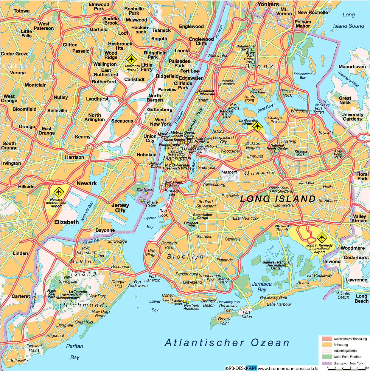 Karte von New York (Stadt in Vereinigte Staaten)