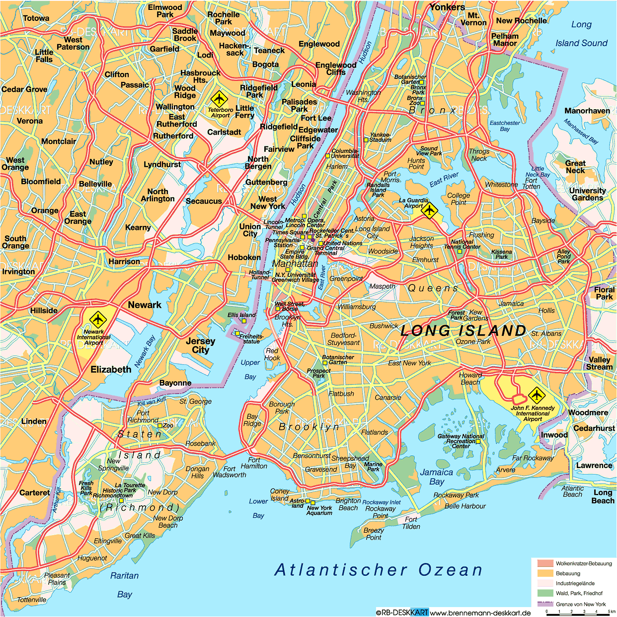 Map of New York (City in United States)