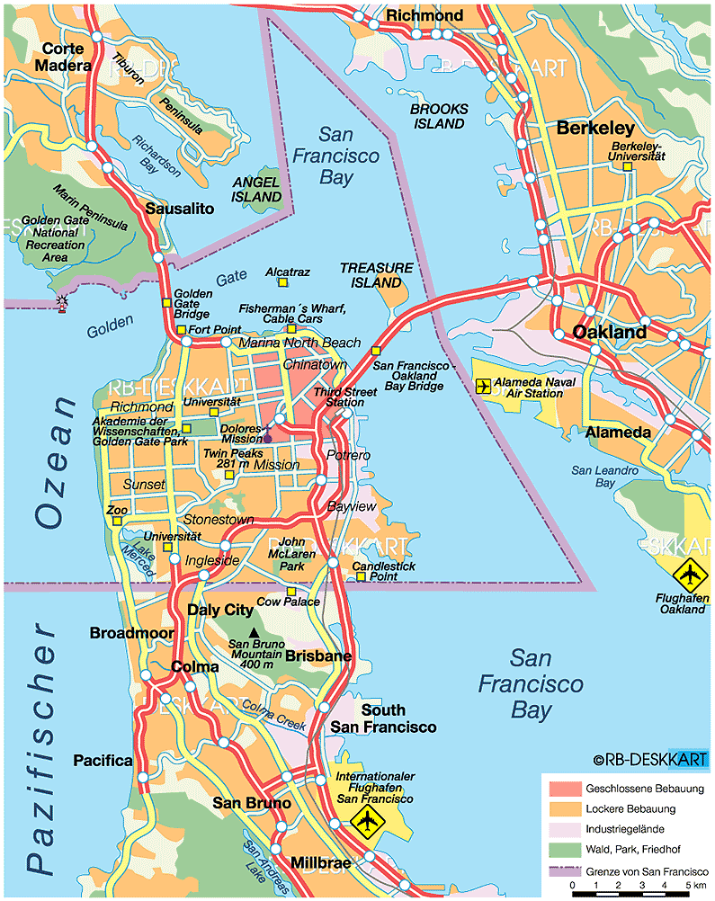 Map of San Francisco (City in United States, USA)