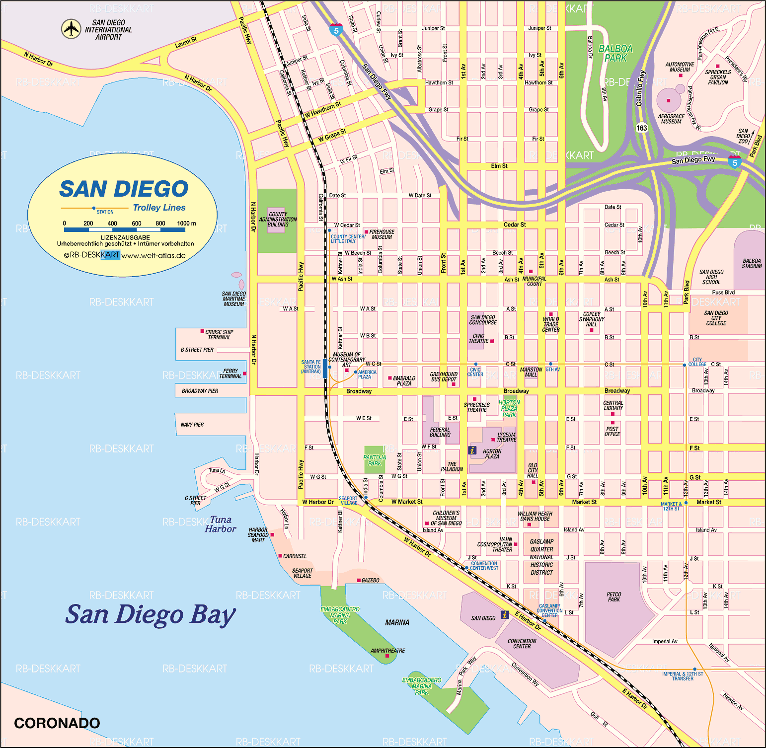 Karte von San Diego (Stadt in Vereinigte Staaten von Amerika)