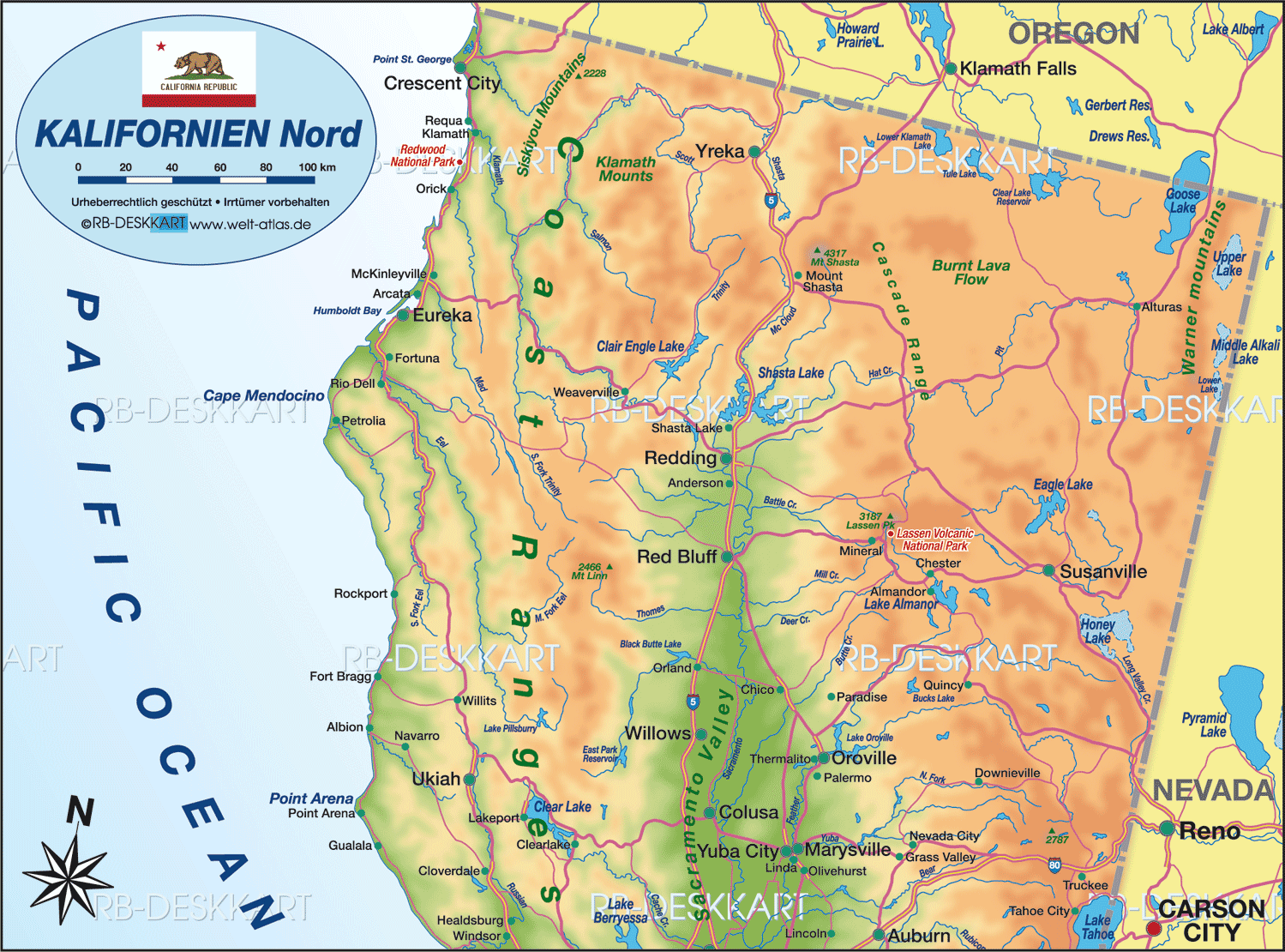 Map of California-North (Region in United States, USA)