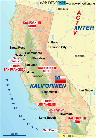 Map of California (State / Section in USA)