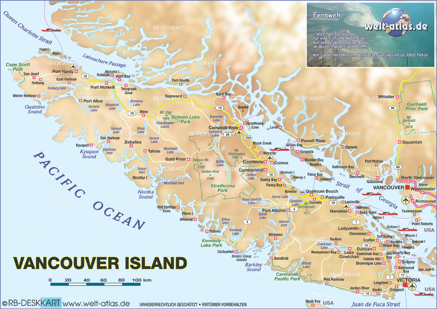 Map of Vancouver Island (Island in Canada)