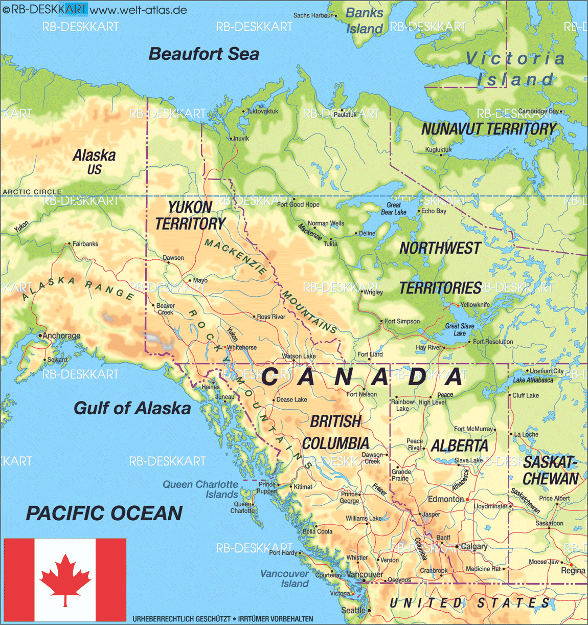 Karte von Kanada West (Region in Kanada)