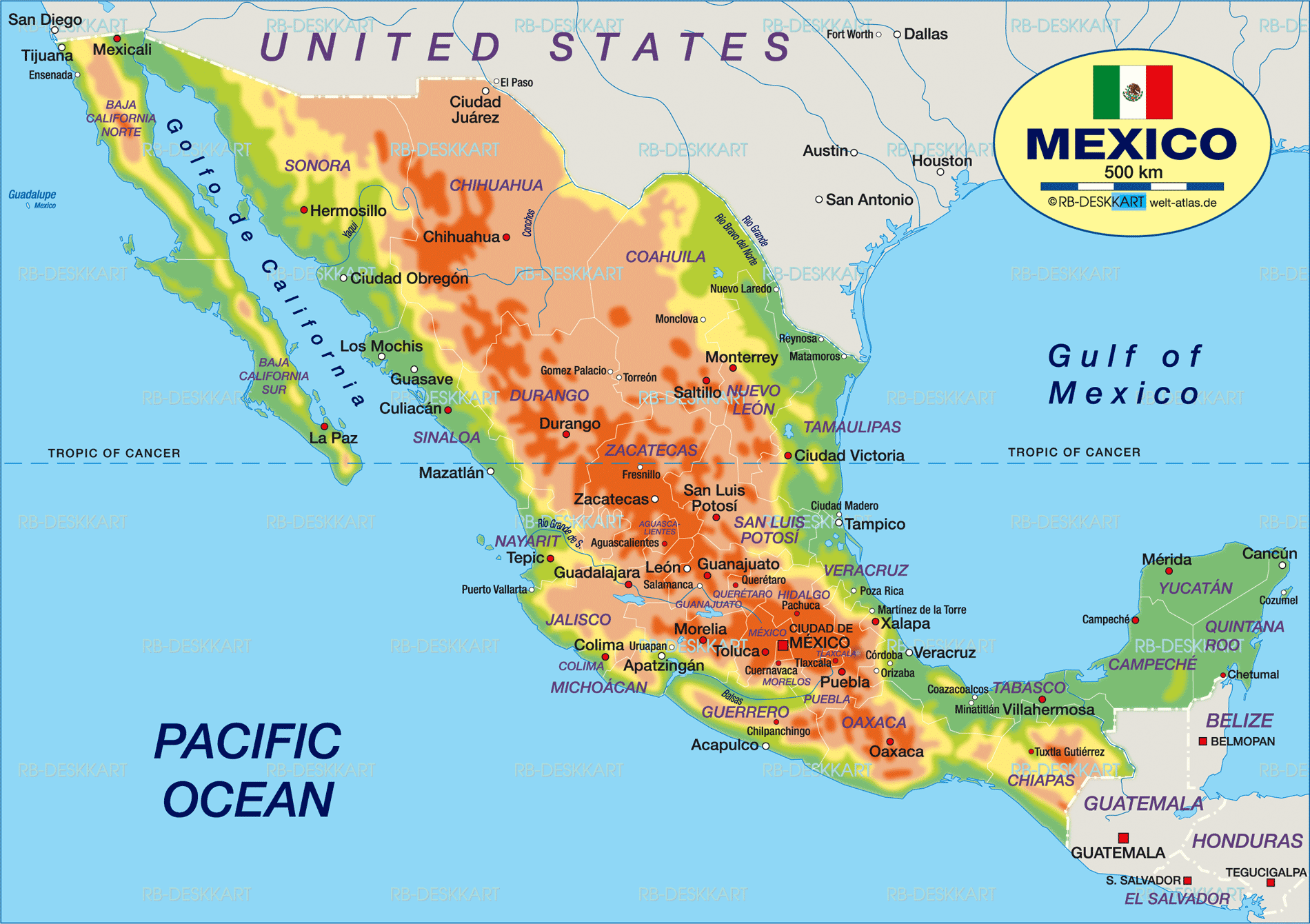 Map of Mexico (Country) | Welt-Atlas.de