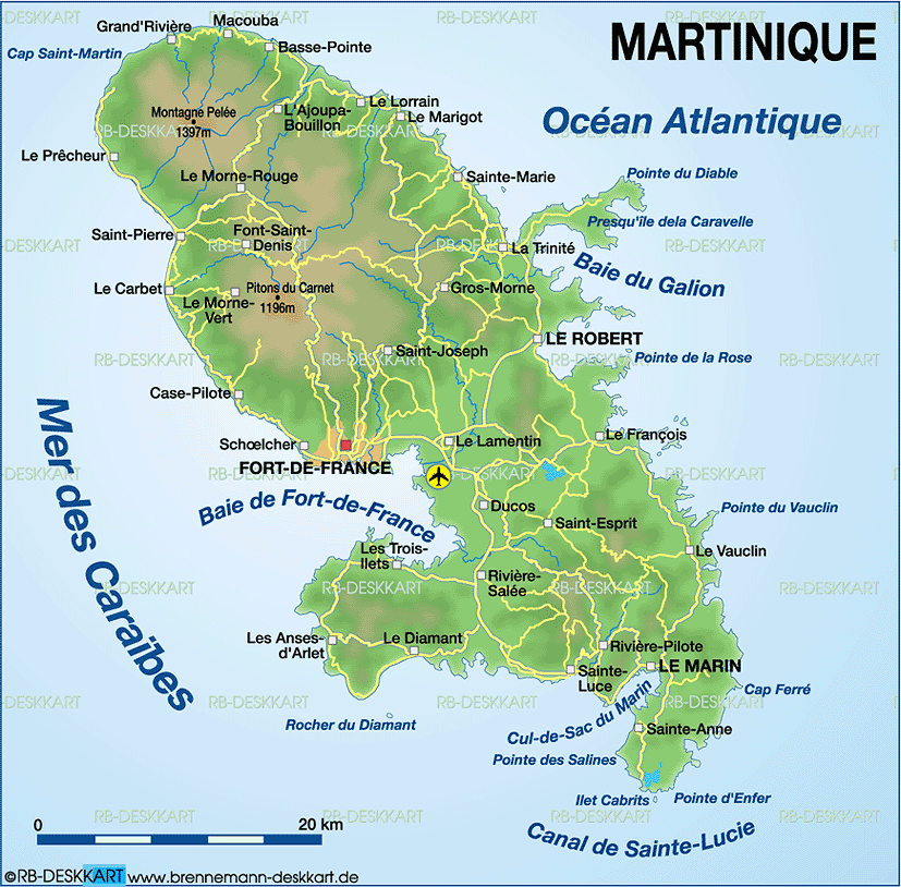 Karte von Martinique (Insel in Frankreich)