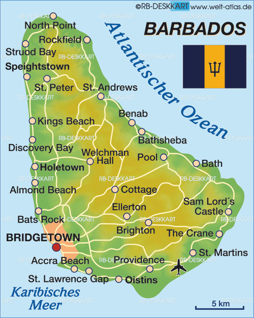 Karte von Barbados (Land / Staat)