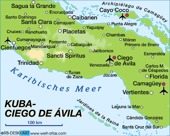 Map of Ciego de Avila (Region in Cuba)