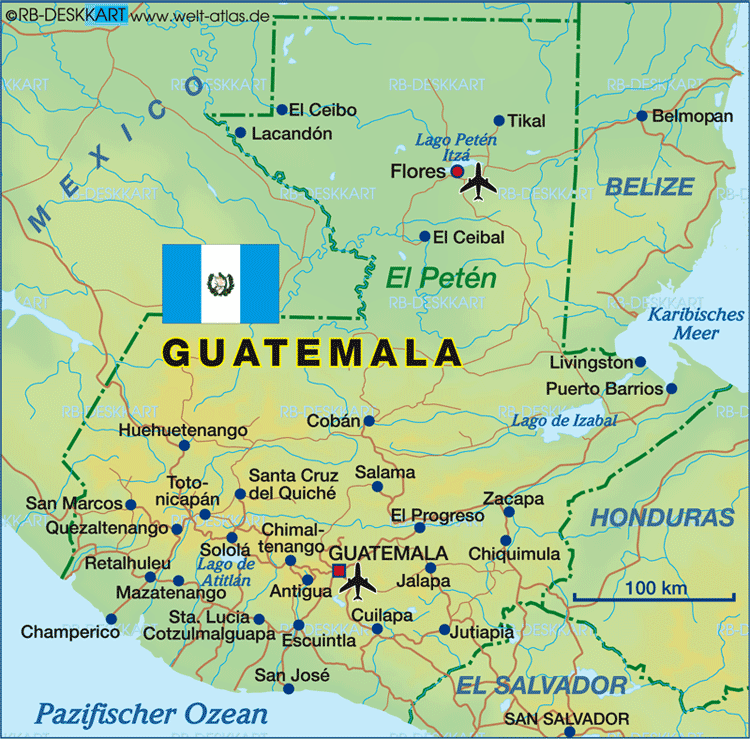 Karte von Guatemala (Land / Staat)
