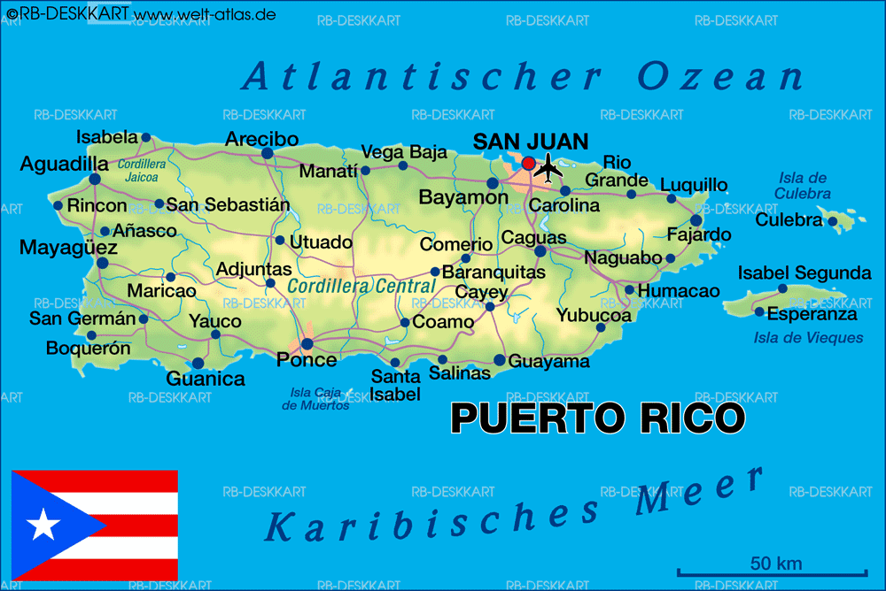 Karte von Puerto Rico (Insel in USA)