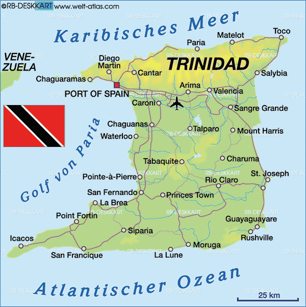 Map of Trinidad (Country in Trinidad and Tobago)