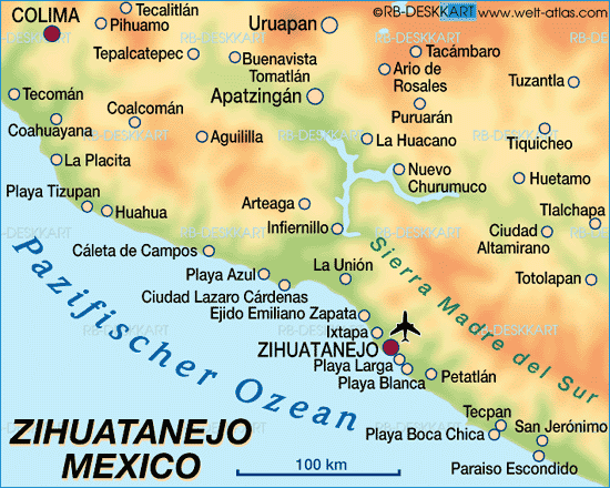 Map of Zihuatanejo (Region in Mexico)