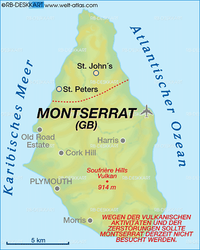 Karte von Montserrat (Bundesland / Provinz in Vereinigtes Königreich)