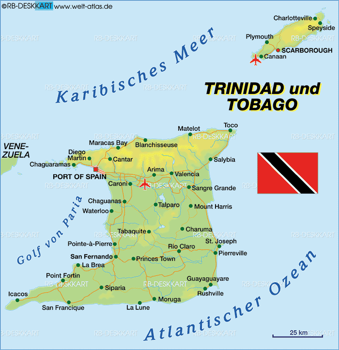 Karte von Trinidad und Tobago (Land / Staat)