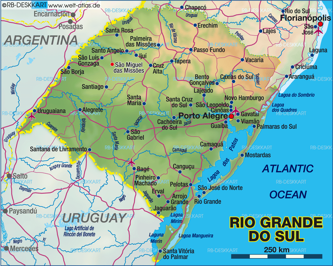 Map of Rio Grande do Sul (Porto Alegre) (State / Section in Brazil)