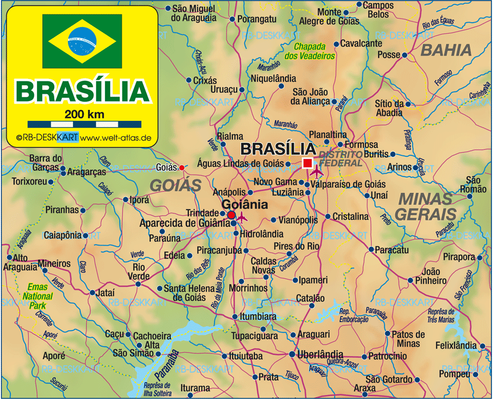 Map of Brasilia (Region in Brazil)