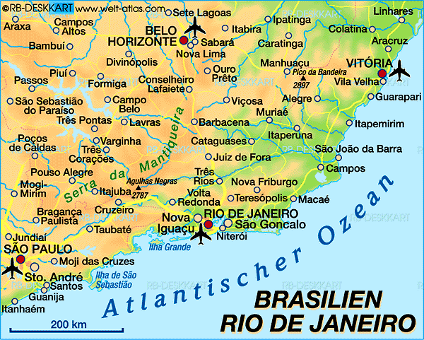 Map of Rio de Janeiro (Region in Brazil)