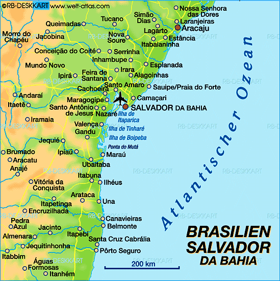 Map of Salvador de Bahia (Region in Brazil)