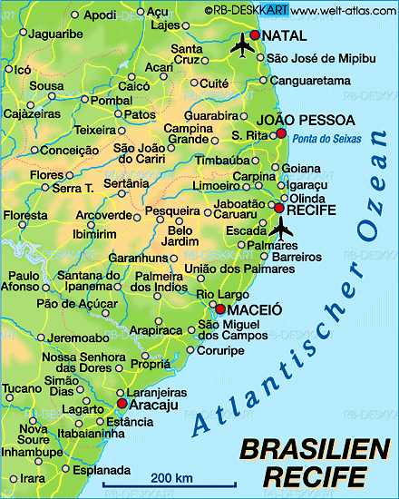 Map of Recife (Region in Brazil)