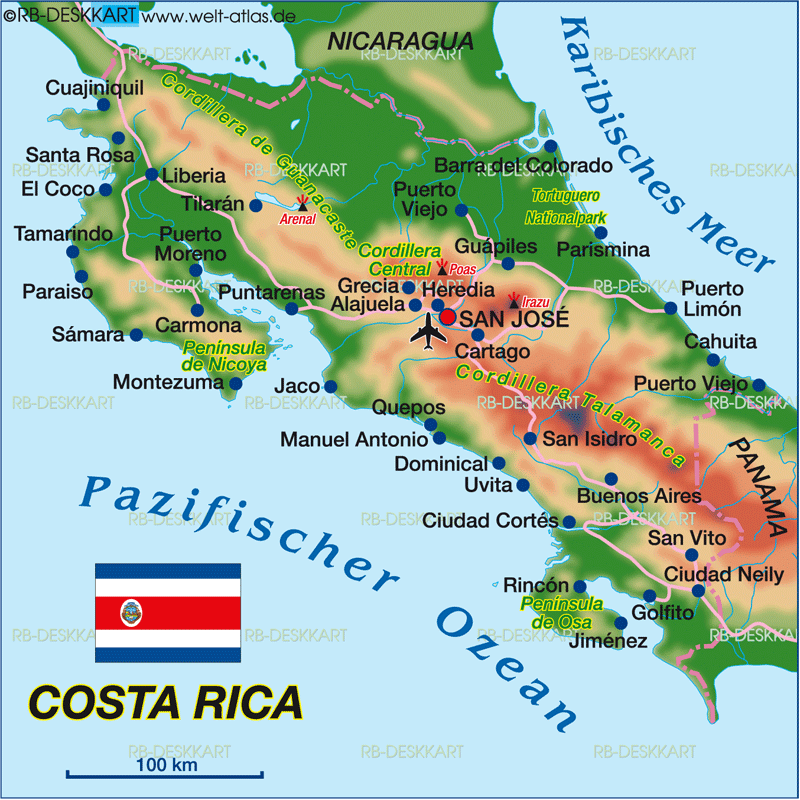 Karte von Costa Rica (Land / Staat)