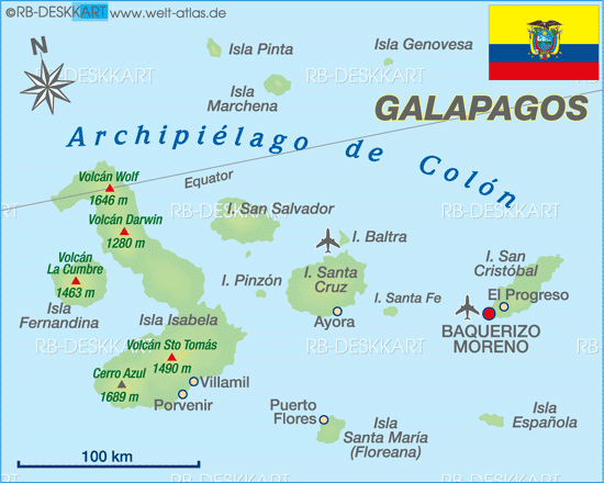 Karte von Galapagos (Insel in Ecuador)