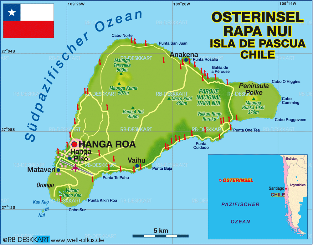 Karte von Osterinsel (Insel in Chile)